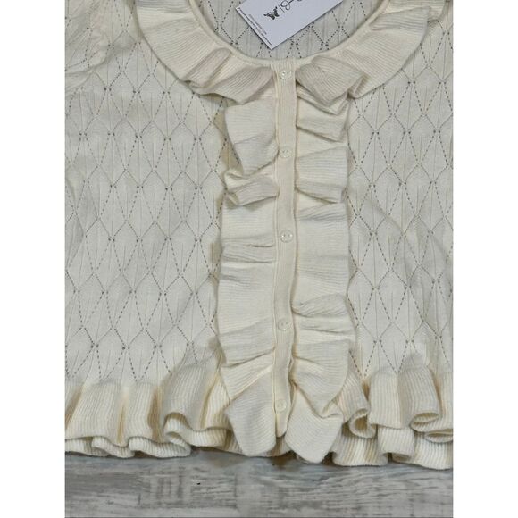 Jessica Simpson cream ruffled sweater size S - Picture 4 of 10
